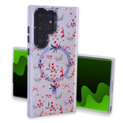  Magnetic TPU Case with Cute Merry Christmas Pattern for Samsung Galaxy S23 Ultra