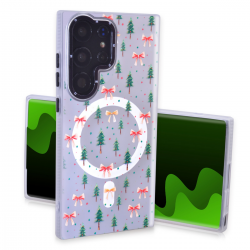  Magnetic TPU Case with Cute Merry Christmas Pattern for Samsung Galaxy S23 Ultra