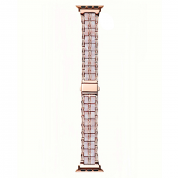  Metal Resin Watch Band with Bling Diamond for Apple iWatch 38/40/41mm - Gold