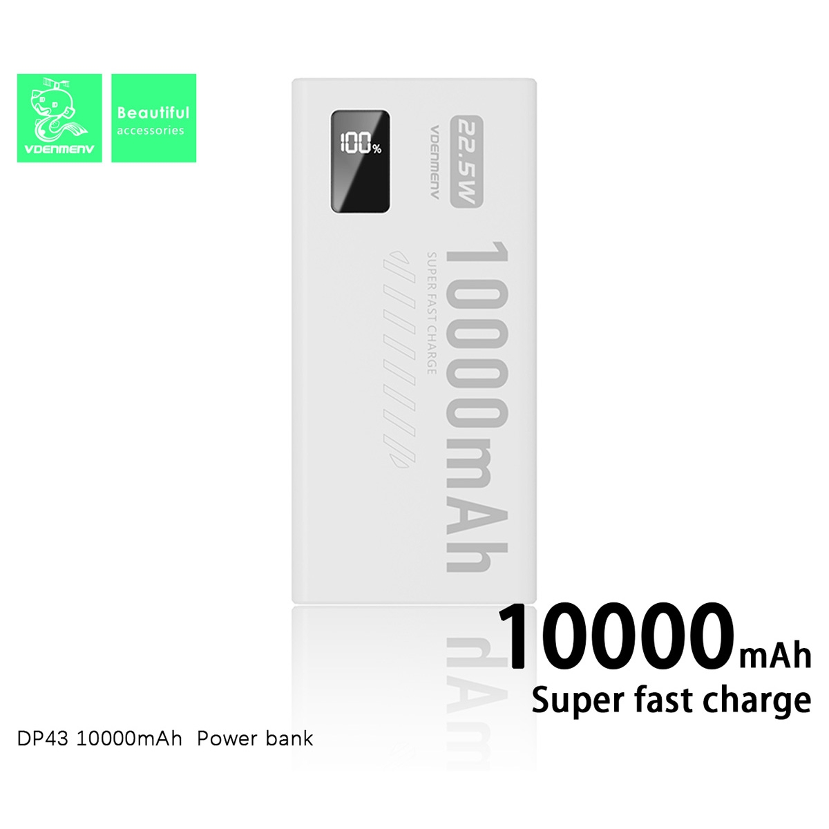 PD20W+QC3.0 Fast Charge Power Bank 10000mAh - White