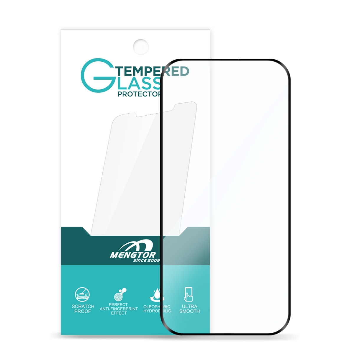 Full Cover Tempered Glass Screen Protector for iPhone 15 Pro(6.1 inches) - Black (Retail Packaging)