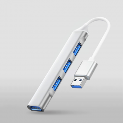  4-Port USB C to USB Hub, Aluminum Type C to USB A 3.0 Adapter, Plug and Play USB Extender for MacBook Pro/Air, Laptop, Keyboard and Mouse - Silver