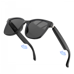  Smart Sunglasses, Polarized Sunglasses with Bluetooth Microphone Speaker for Men&Women, Outdoor/Athletic UV400 Lenses Protection and Voice Control - Black