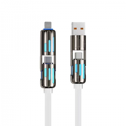  6ft 4-in-1 USB C Cable,240w Multi Charger Cable, PD 5A Multi Fast Charging & Data Sync Silicone Device Charging - White