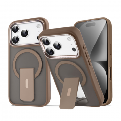  iPhone 17 Pro Magnetic Holder Case Compatible with MagSafe – Shockproof, Anti-slip Frosted Gold