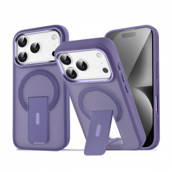   iPhone 17 Pro Magnetic Holder Case Compatible with MagSafe – Shockproof, Anti-slip Frosted Purple