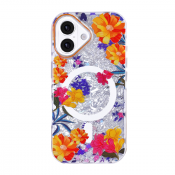 iphone 16 magsafe floral case orange