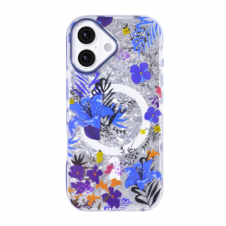 iphone 16 magsafe floral case blue
