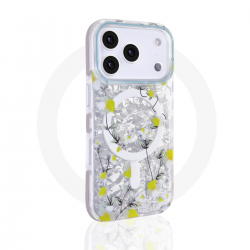  Floral MagSafe Case for iPhone 17 Pro – White Magnetic Flower Cover