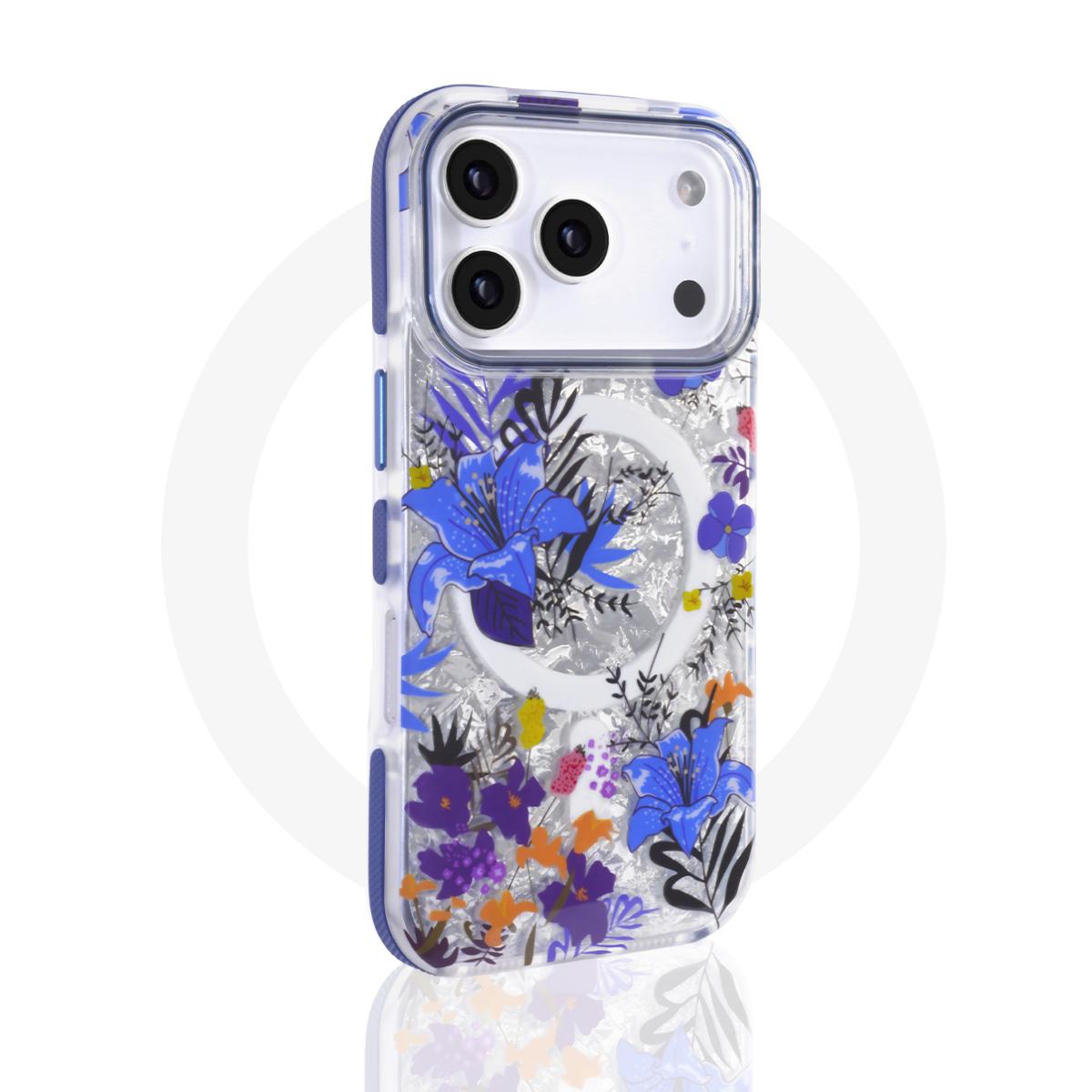 iphone 17 pro floral magsafe case blue