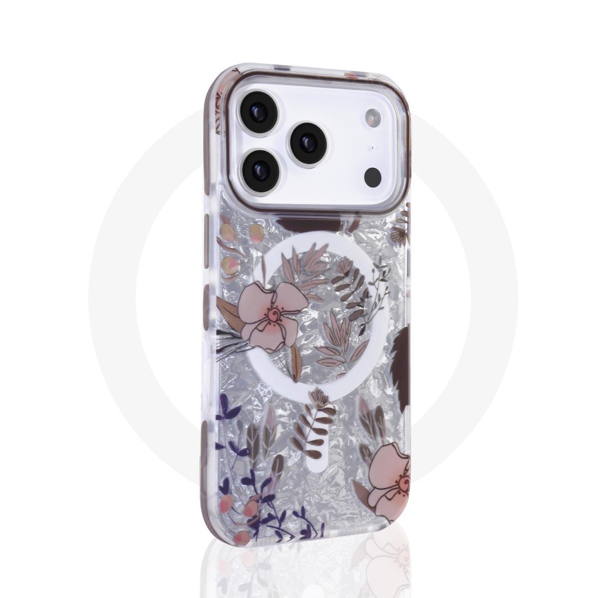 iphone 17 pro floral magsafe case brown