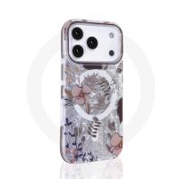   Floral MagSafe Case for iPhone 17 Pro – Brown Magnetic Flower Cover