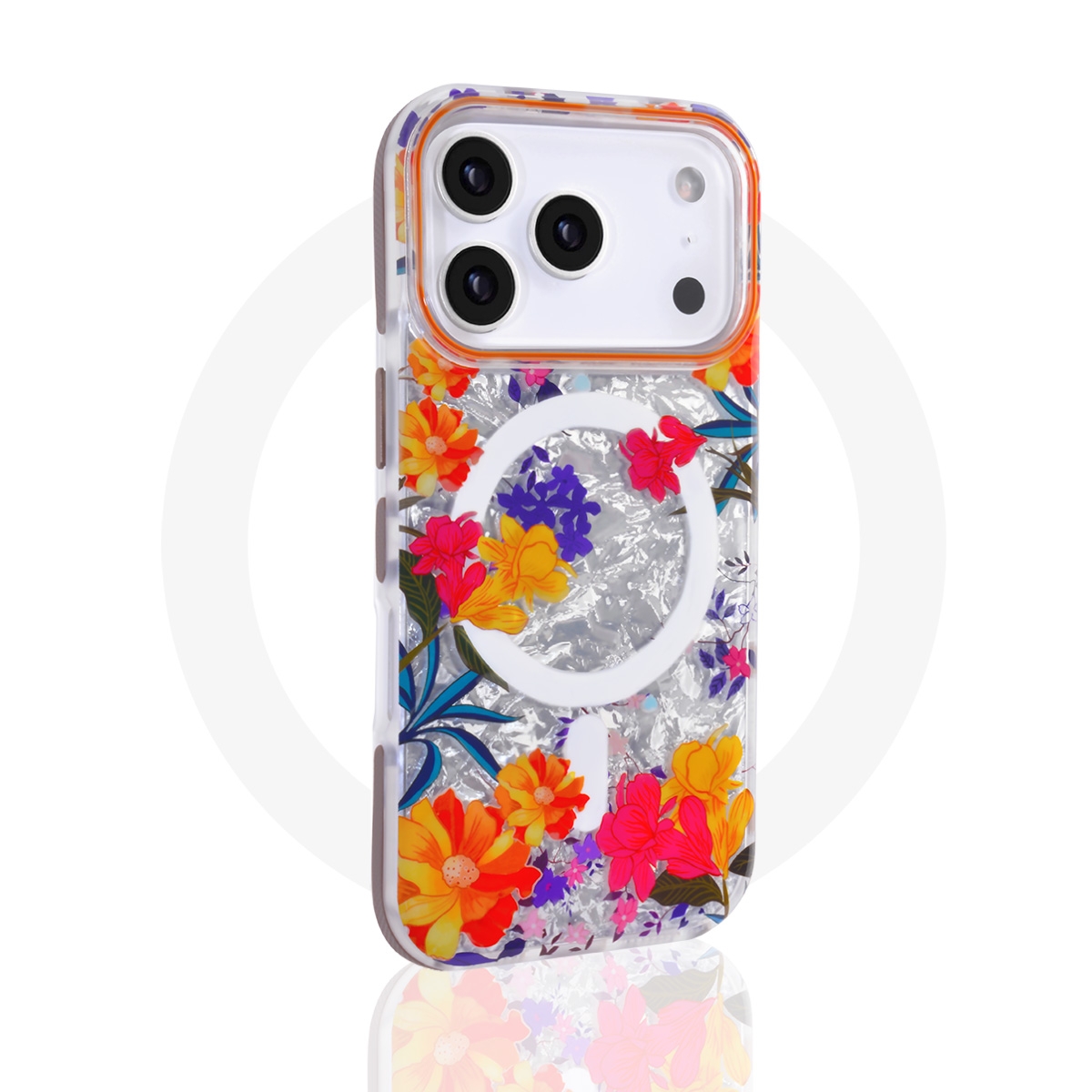 iphone 17 pro floral magsafe case orange