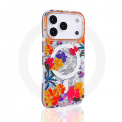  Floral MagSafe Case for iPhone 17 Pro – Orange Magnetic Flower Cover