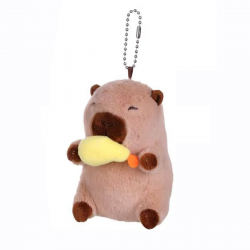  Cute Capybara Plush Pendant with Croissant – Keychain Doll Accessory