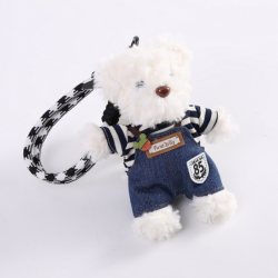 Denim Teddy Bear Keychain - Plush Cute Fashion Accessory