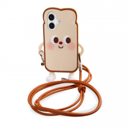 Cute Toast iPhone 17/16 Case with Lanyard