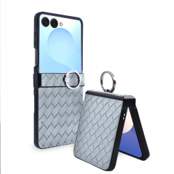 Samsung Z Flip 7 Case Gray Plaid Design Folding Phone Cover with Ring Holder