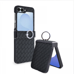 Samsung Z Flip 6 Case black Plaid Folding Phone Cover with Ring Holder