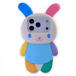  iPhone 17 Pro Rabbit Silicone Protective Phone Case –  Rainbow Color