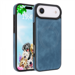  iPhone Air Magnetic Case – Vegan Leather Shockproof MagSafe Cover  Blue
