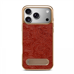 iPhone 17 Pro Max Leather Case – SYL Cowhide, Vintage Tang Pattern Red