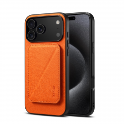  iPhone 17 Pro PU Leather Case – Calf-Pattern Back Cover Orange