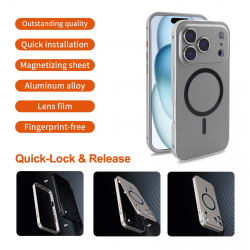 MagSafe Aluminum iPhone 17 Pro Max Case Silver Lens Protection
