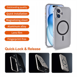  Magnetic Aluminum Alloy Case with Lens Film for iPhone 17 - Silver