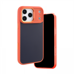  iPhone 17 Pro Carbon Fiber MagSafe Case – Magnetic Armor Cover Orange