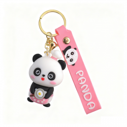 Cuisine Foodie Panda Phone Charm, Pink Panda Foodie Silicone Phone Charm