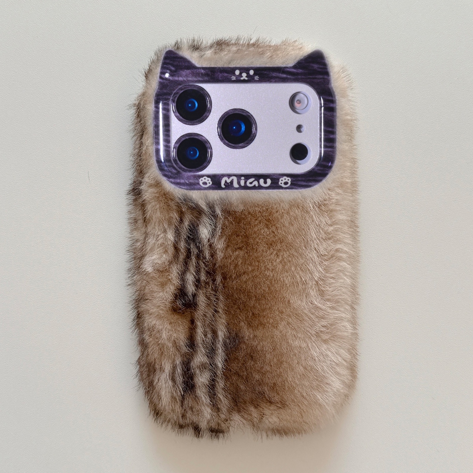 brown plush iPhone 17 Pro Max case