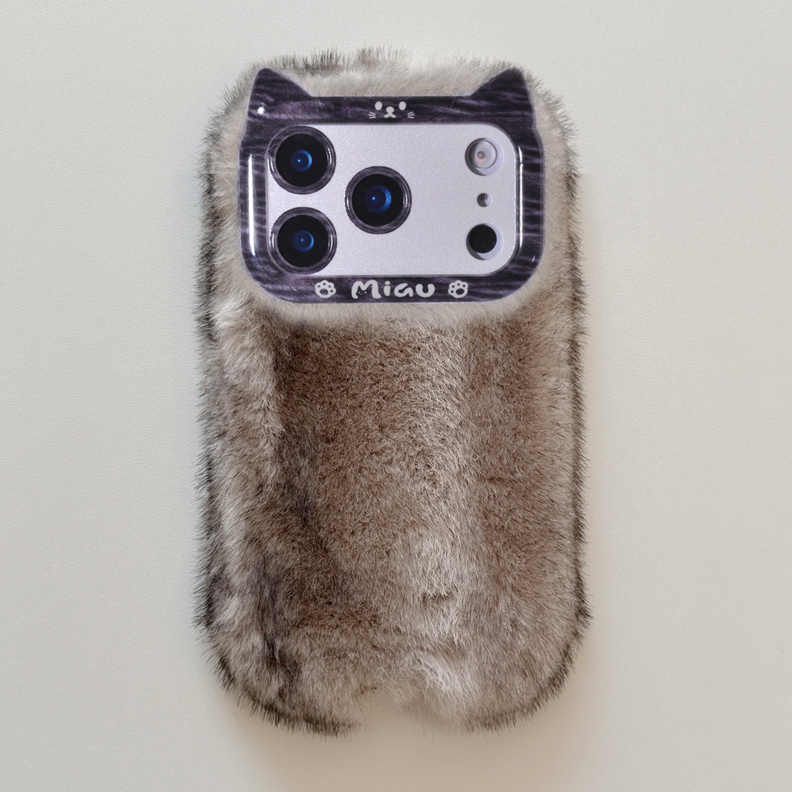 Black plush iPhone 17 Pro Max case