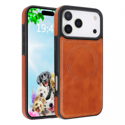 iPhone 17 Pro Magnetic Case - Vegan Leather Shockproof MagSafe Cover Light Brown iPhone 17 Pro Magnetic Case - Vegan Leather Shockproof MagSafe Cover Light Brown