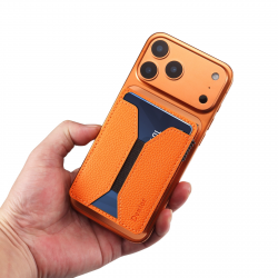 Togo Grain PU Magnetic Card Case Holder, Orange strong magnetic card holder for iPhone