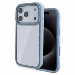  iPhone 17 Pro Double-Sided Rhinestone Case, Light Blue