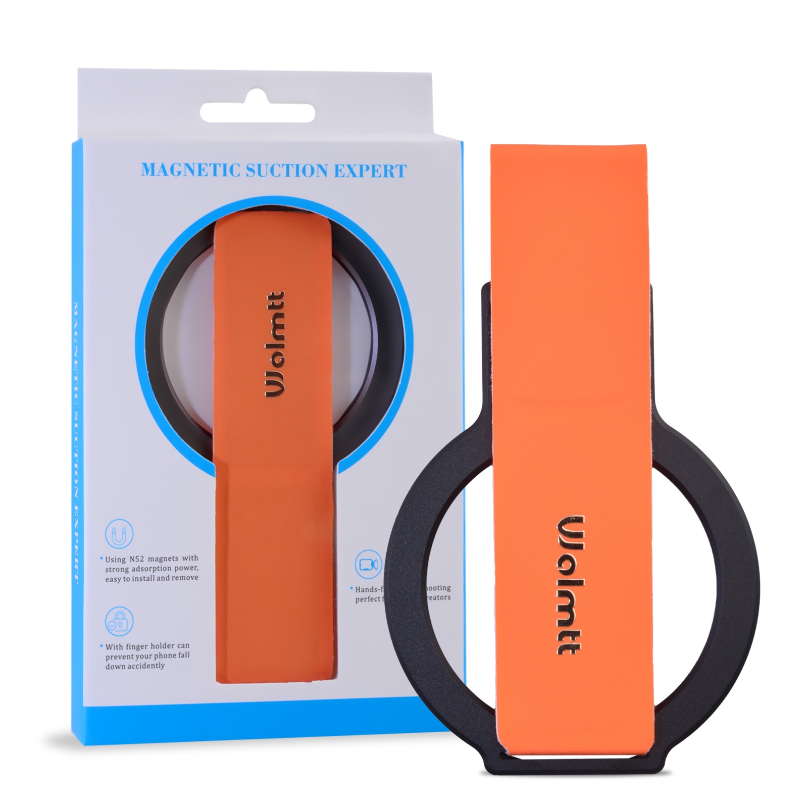 magnetic foldable phone stand Orange Black