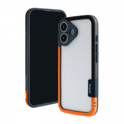  iPhone 16 Bicolor Frame TPU+PC Case, Black -Orange