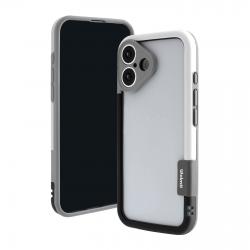  iPhone 16 Bicolor Frame TPU+PC Case, Black - White
