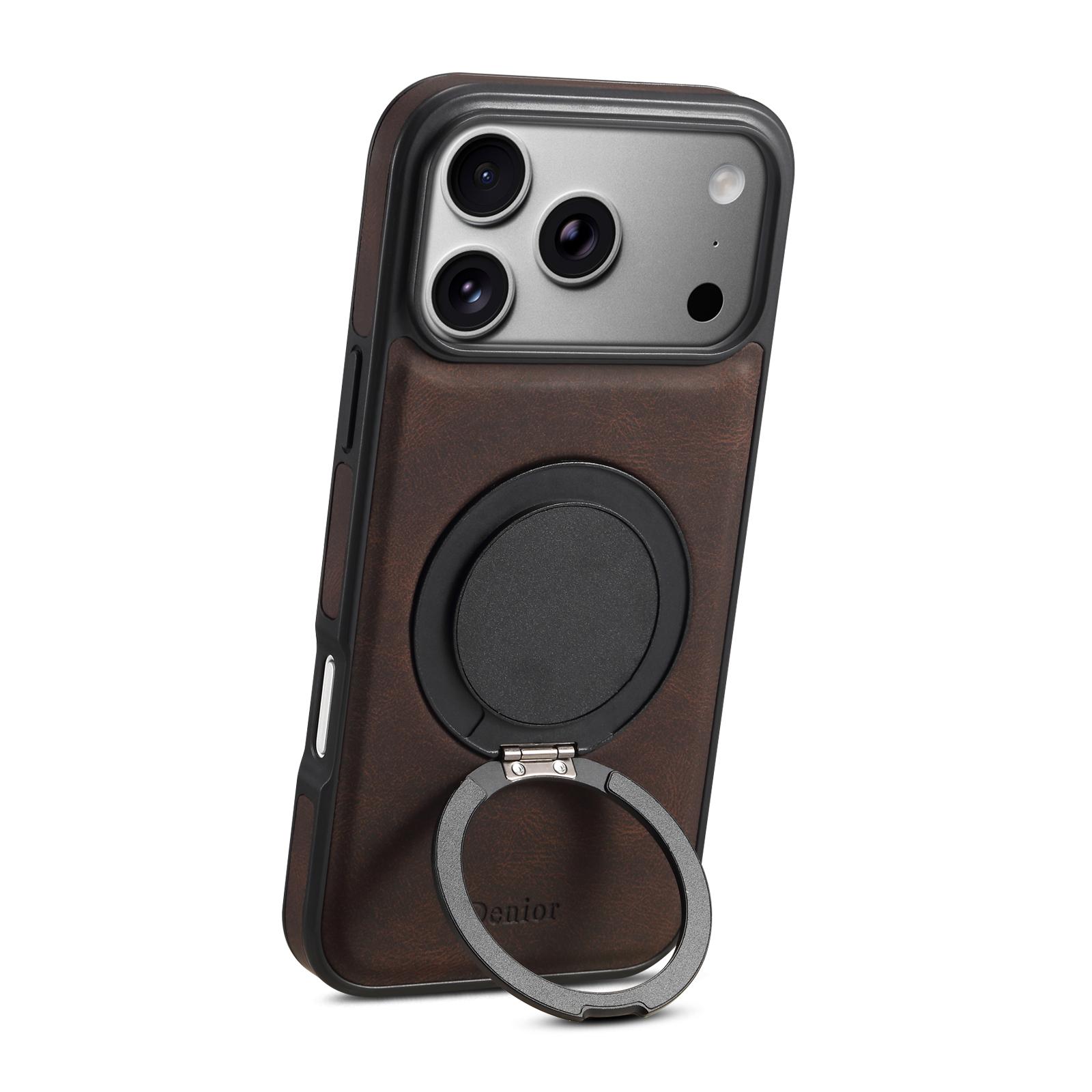 Magnetic Case For iPhone 17 ProMax With 360 Rotatable, Brown