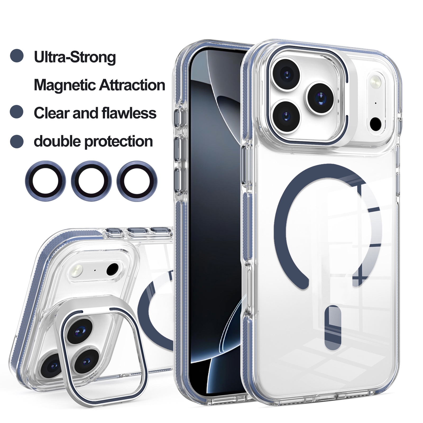 iPhone 17 Pro Max External Lens Cover Case - Magnetic Attraction & Foldable Stand