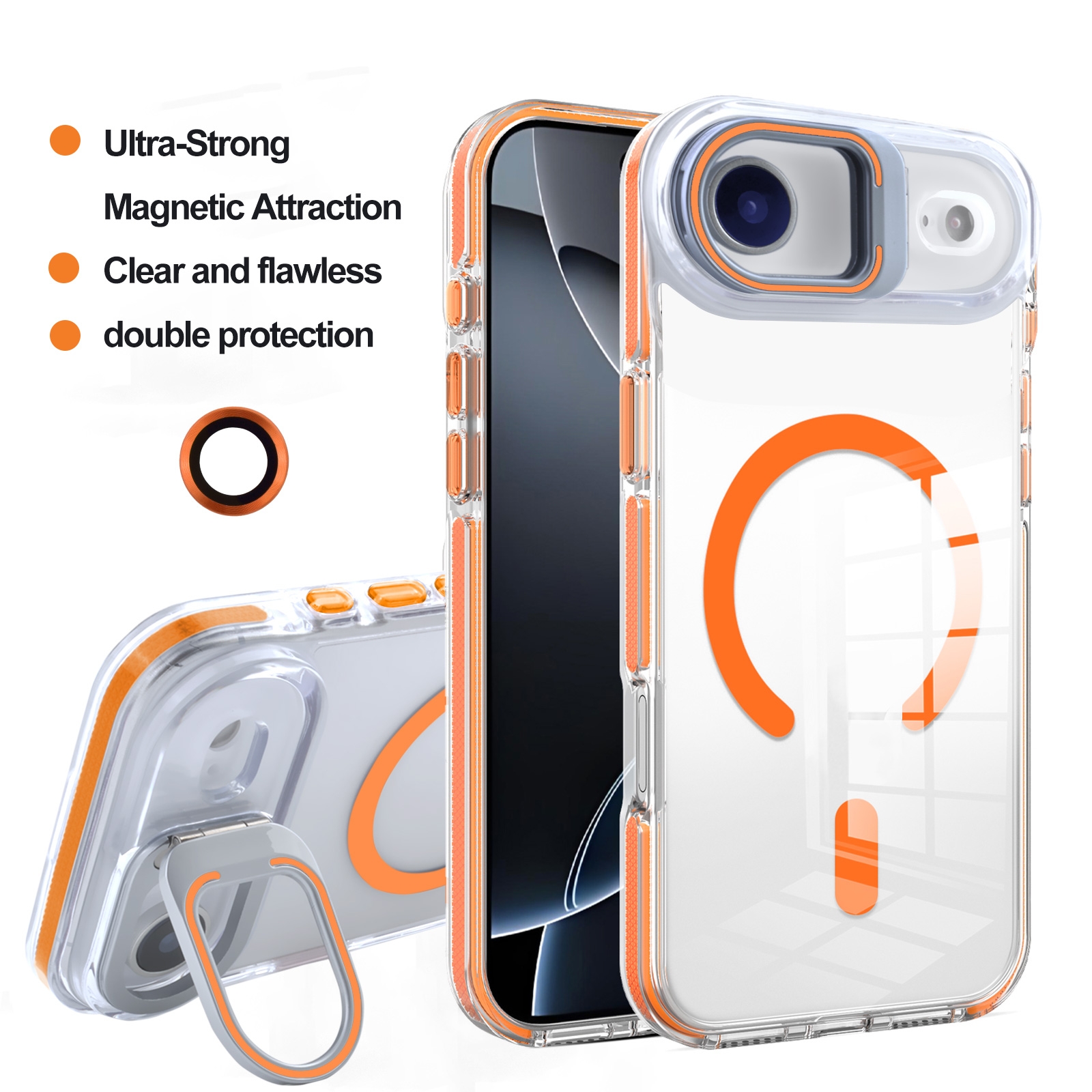 Orange iPhone Air case with foldable kickstand