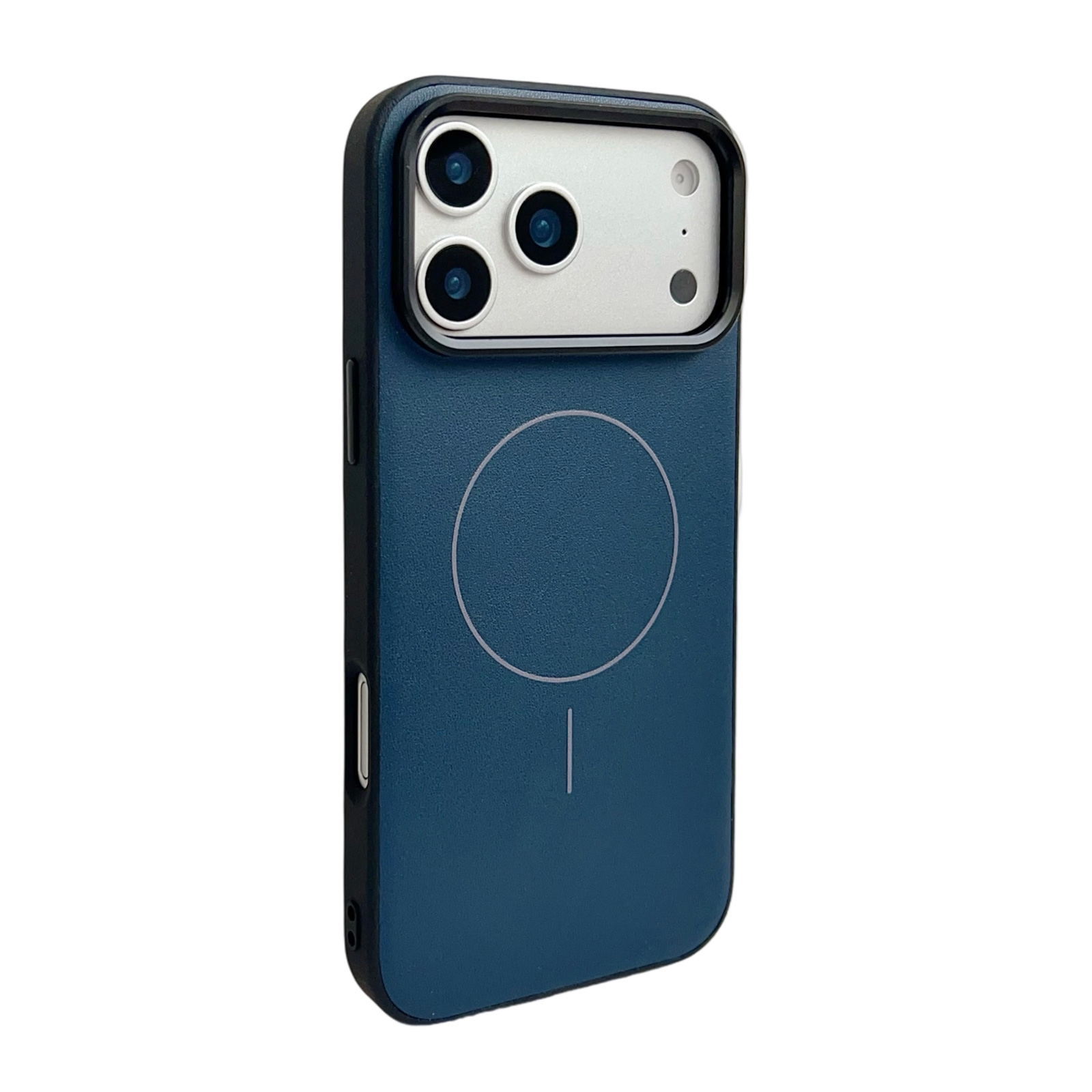 MagSafe iPhone 17 Pro Case with PU Leather Back - dark blue
