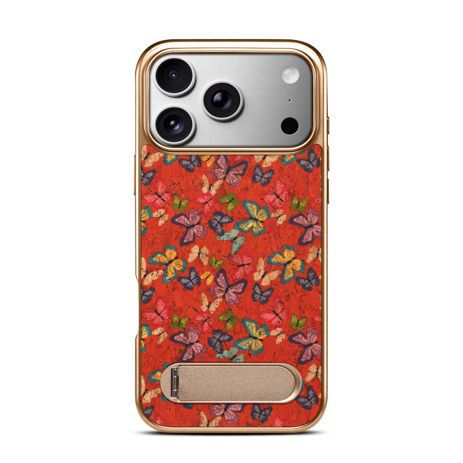 Butterfly Print Kickstand Case for iPhone 17, Butterfly Orange