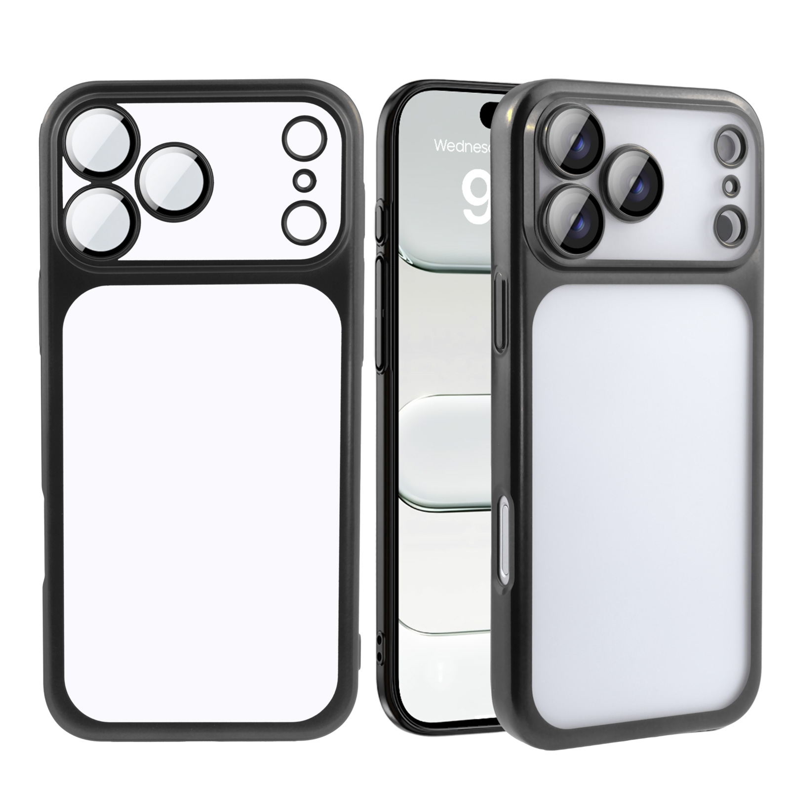 anti-fingerprint frosted phone cover - black