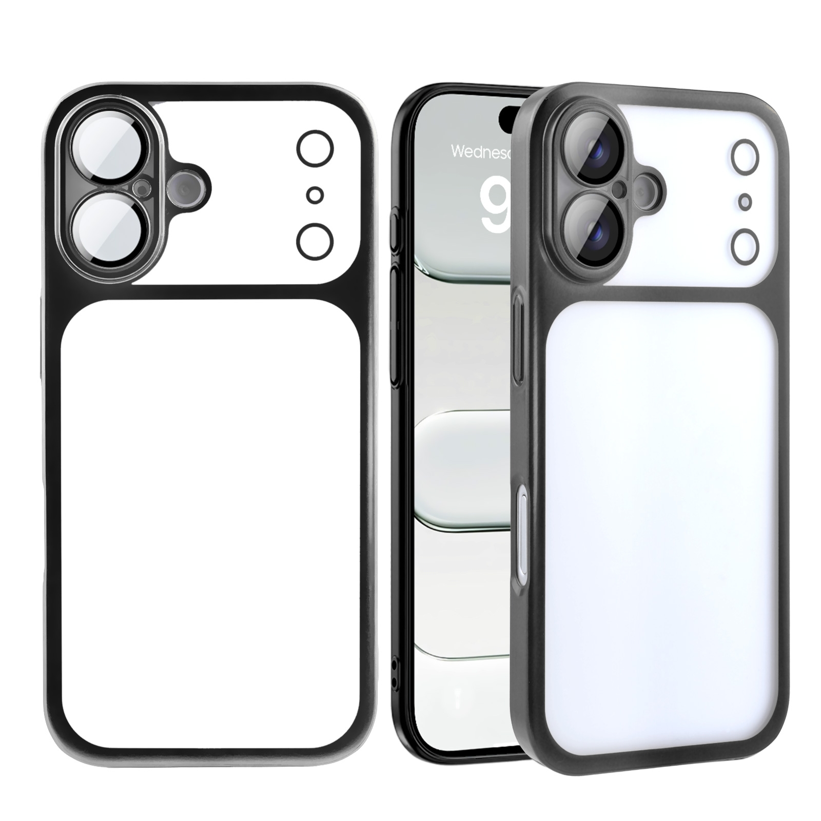 anti-fingerprint frosted phone cover - black