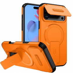  iPhone 17 Pro Hidden Kickstand Armor Design Protective Case, Orange