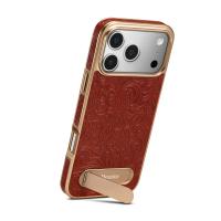  Retro Tang-style Flower Single-Stand Electroplated Case for iPhone 17 Pro Max, Red
