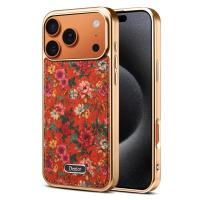  Printed Magnetic Detachable Electroplated Case for iPhone 17 Pro, Peony Red