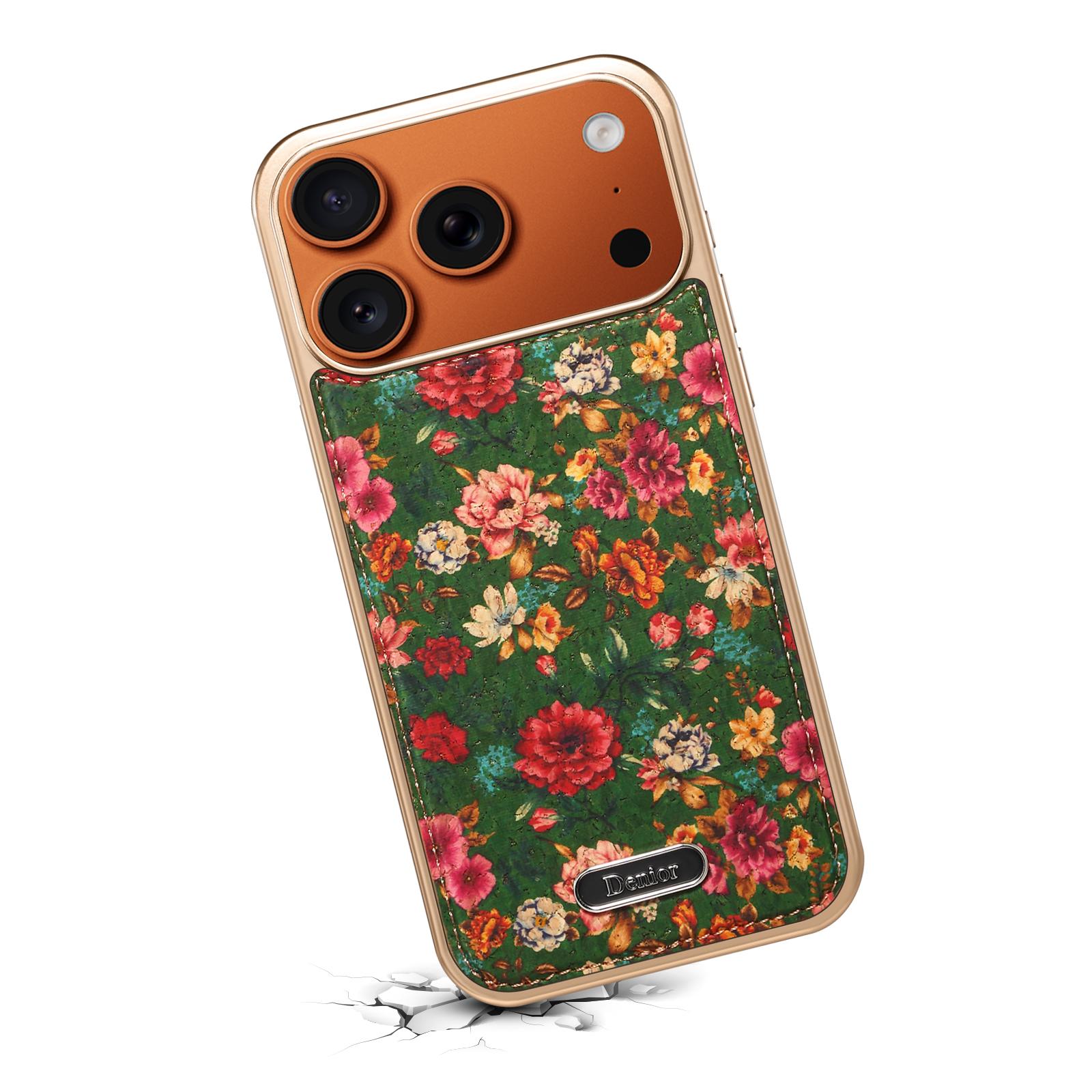 Printed Magnetic Detachable Electroplated Case for iPhone 17 Pro Max, Peony Green